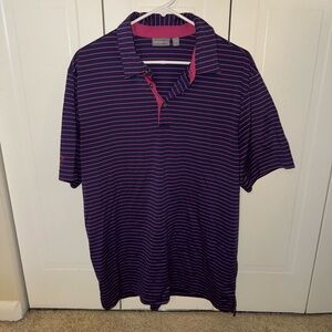 Ashworth Striped Navy and Pink Men's Polo Shirt Golf